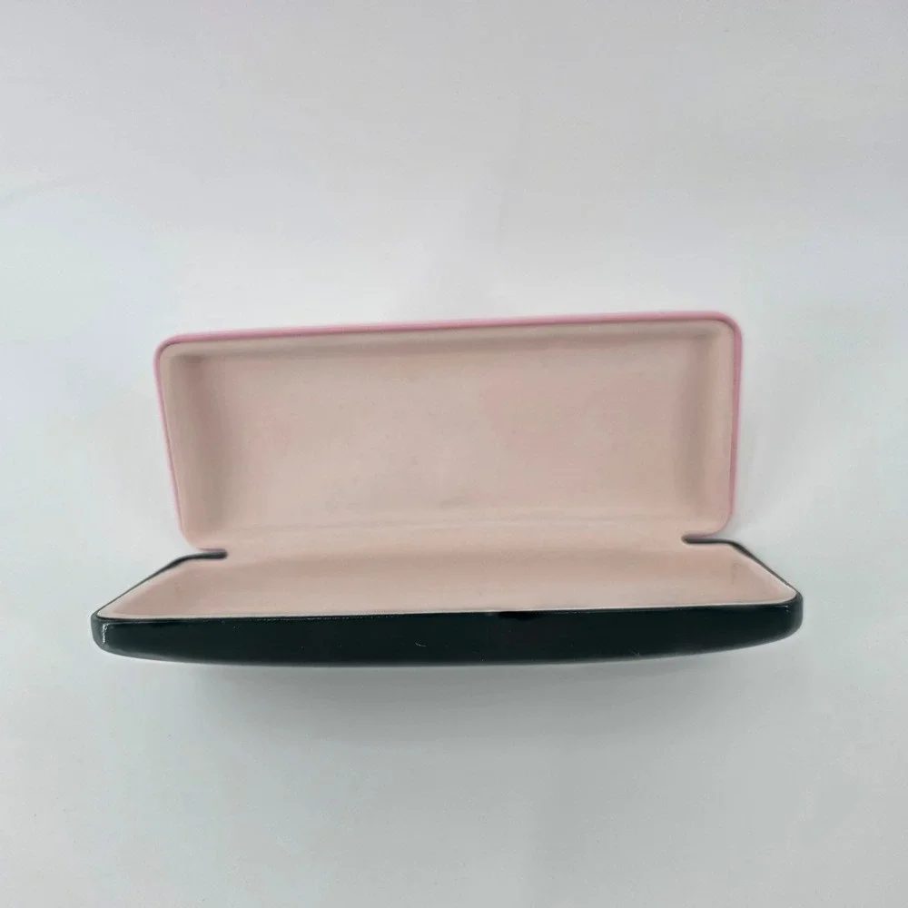 Kate Spade New York Pink and Green Hard Shell Glasses Case Clamshell Logo